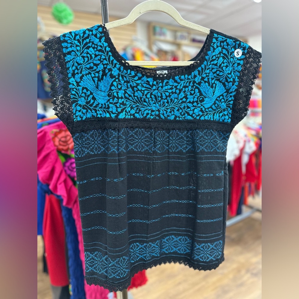 Oaxaca Paloma Black | Blue Top